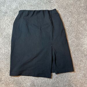 J Jill Black Ponte High Slit Stretch‎ Pull On Skirt Sz Medium Zipper Slit